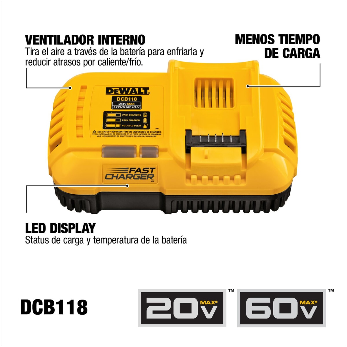 Cargador Rápido 20V/60V Max Flexvolt Dewalt DCB118-B24