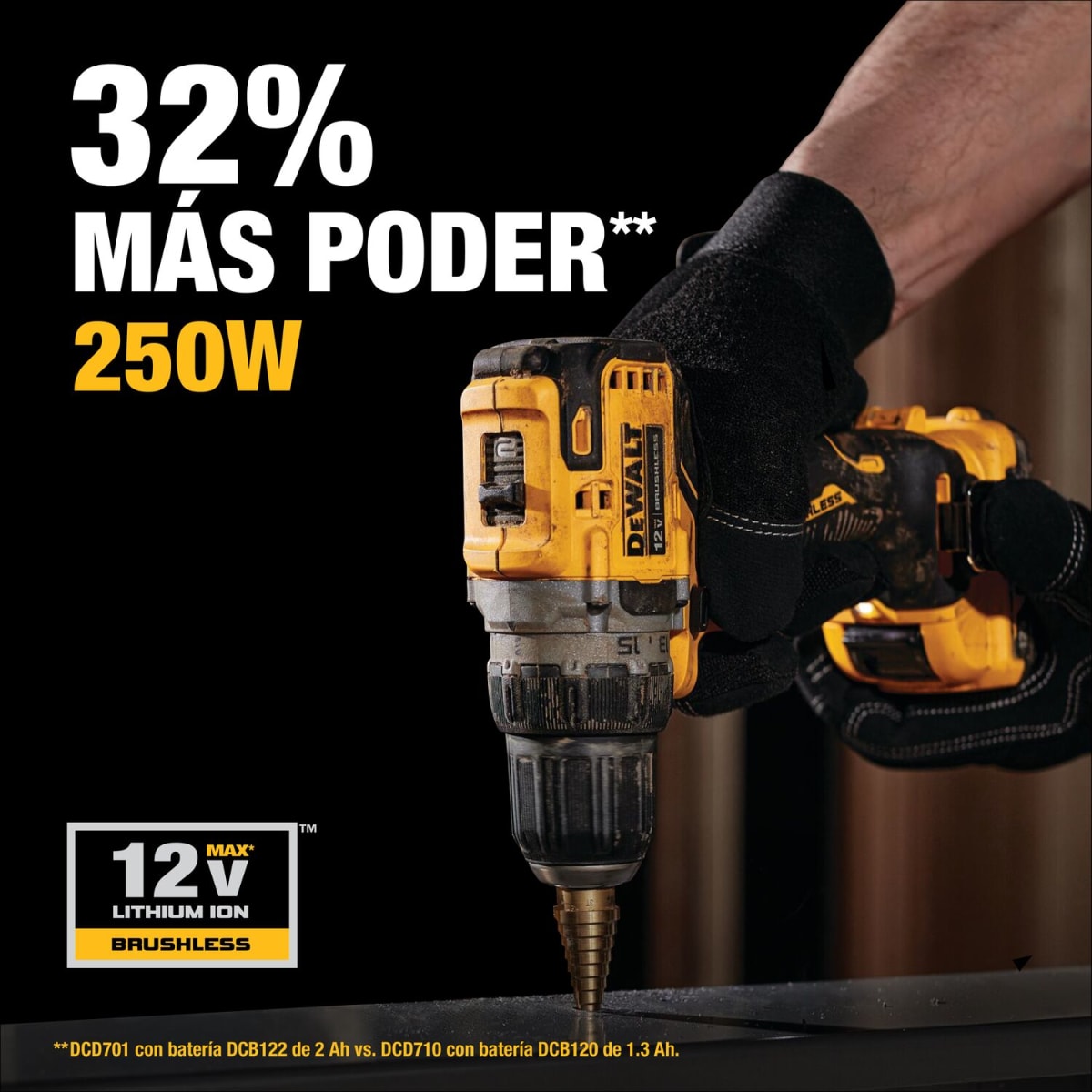 Kit Taladro/Atornillador Inalámbrico 3/8'' 12V XR Dewalt DCD701F2-B28