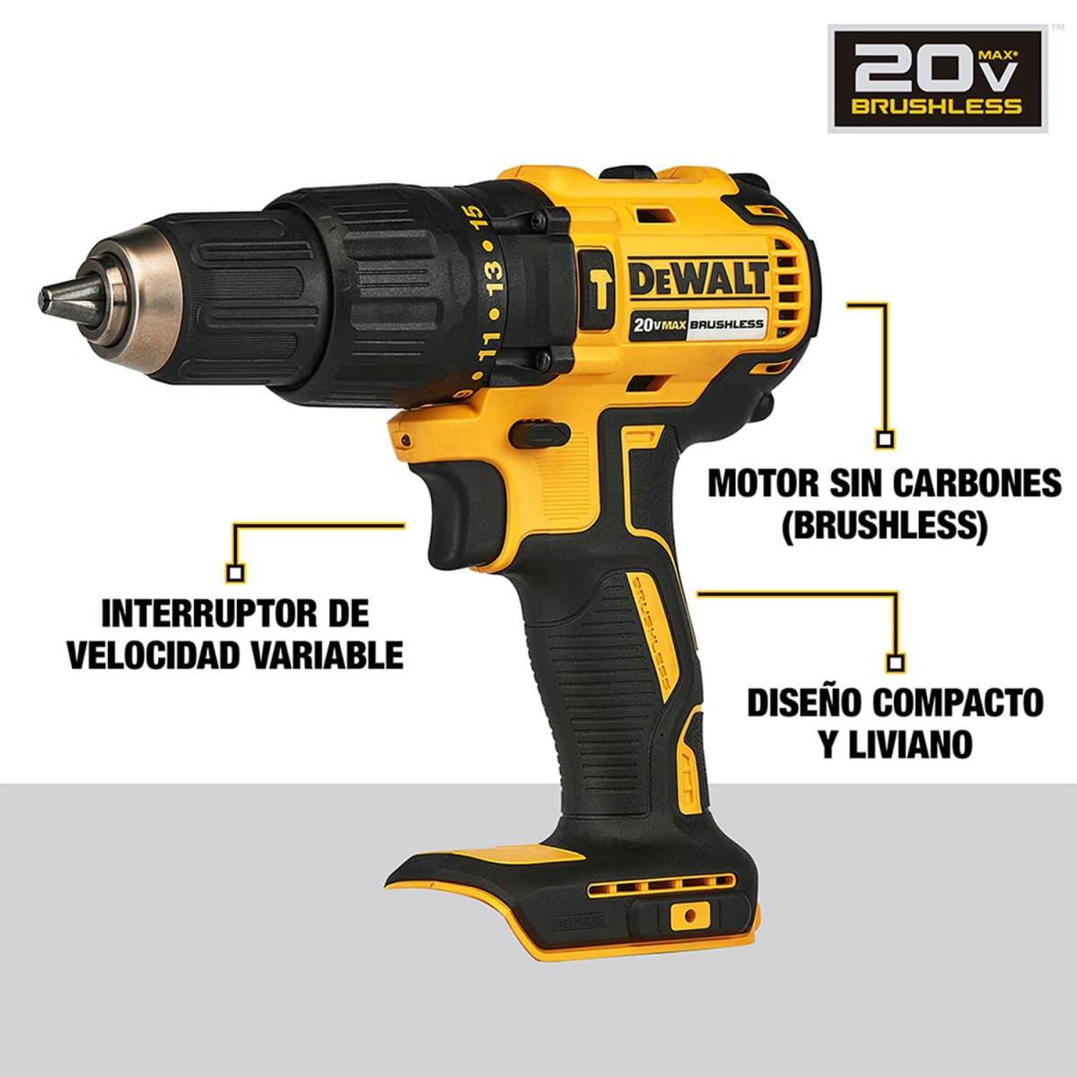 Taladro Percutor DeWalt 20V Brushless Sin Batería - DCD778B3