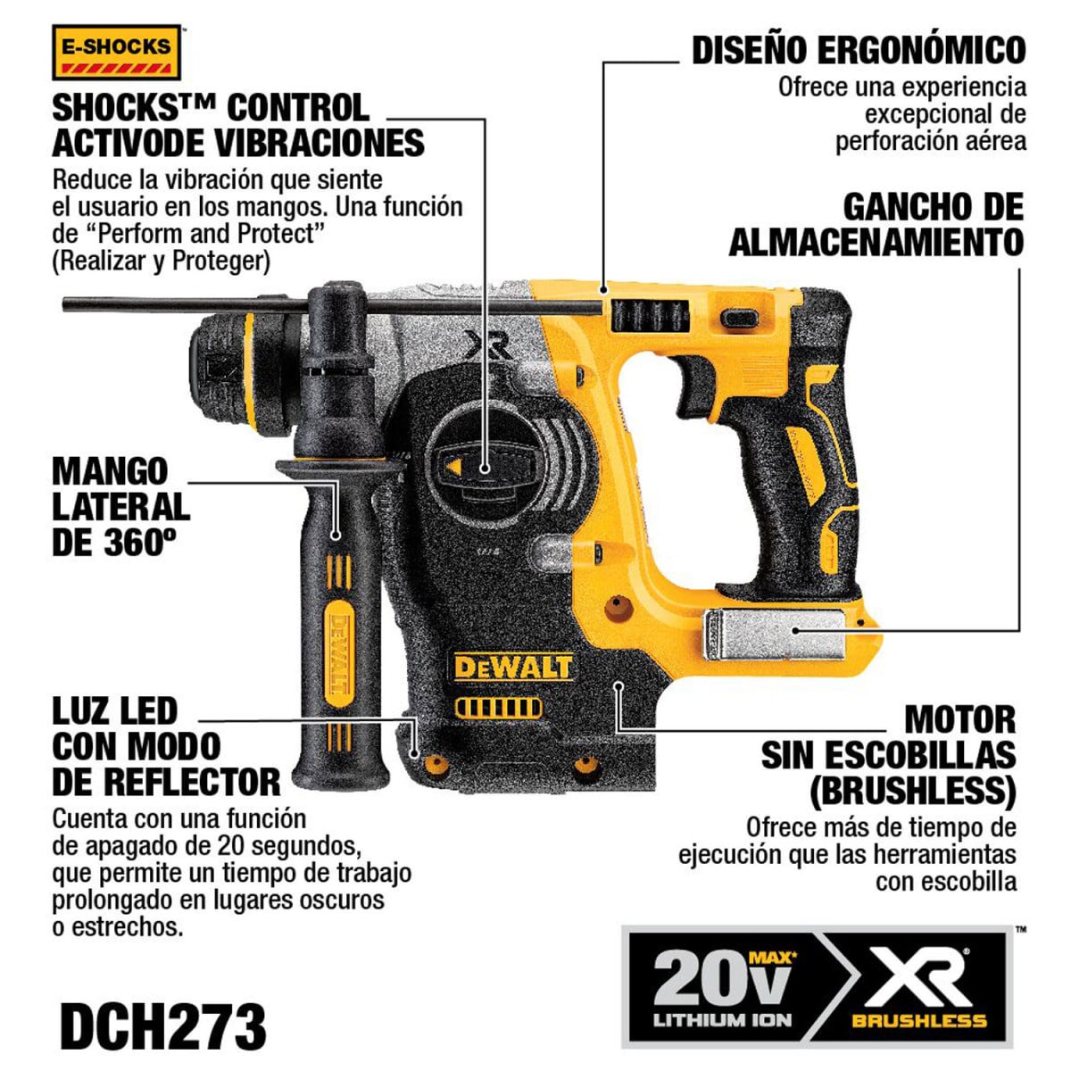 Rotomartillo Sds-Plus 20V XR 2.1J Baretool Dewalt DCH273B3