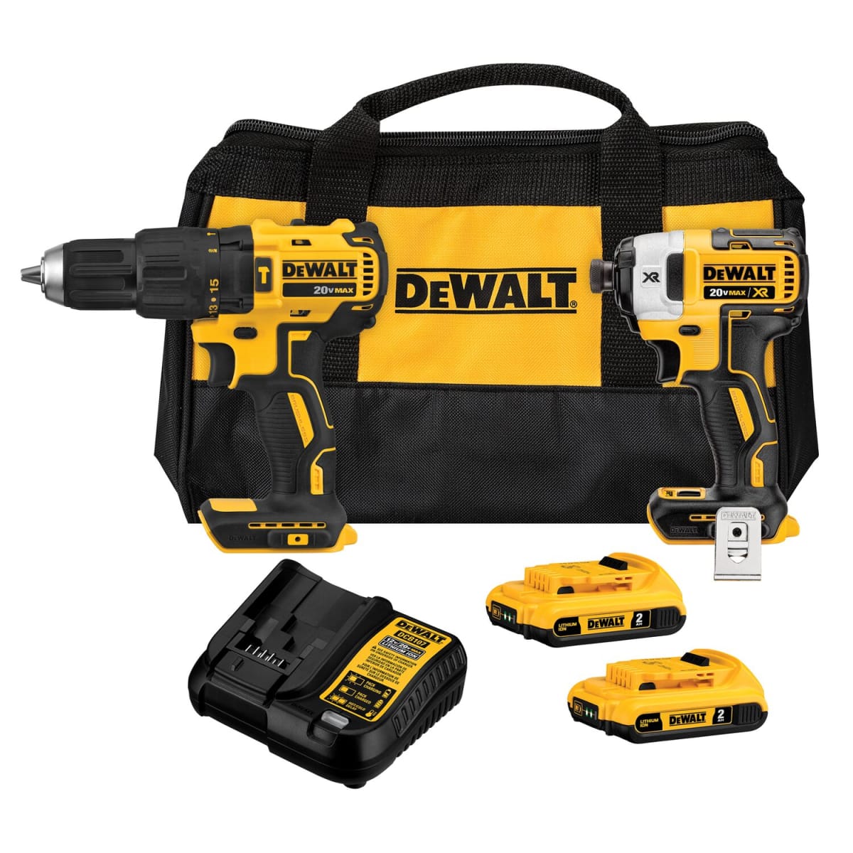 Taladro Perc 1/2'' + Atorn Impacto 1/4'' 20V Brushless + Set 27 Puntas Dewalt DCK223D2-K72