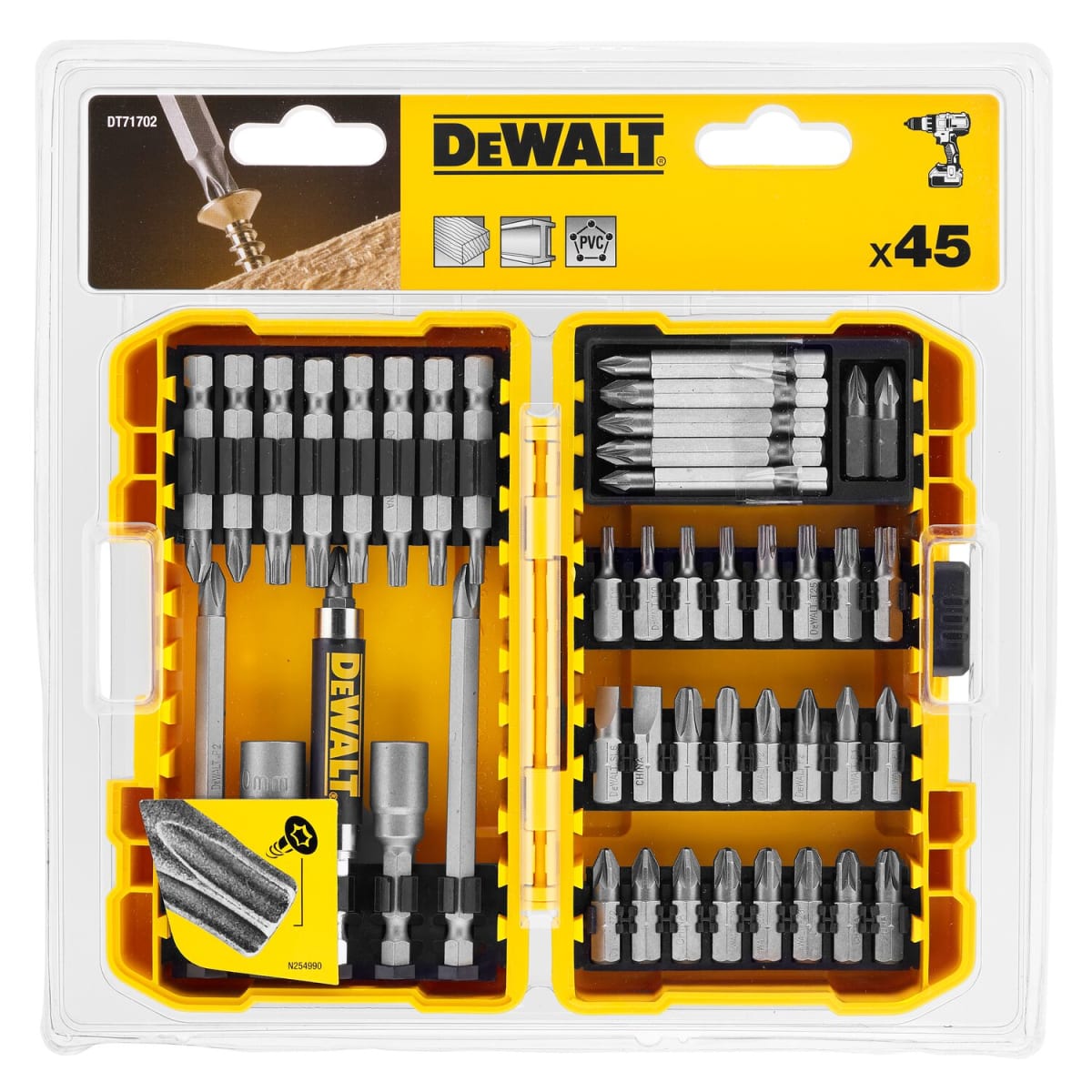 Set de 45 Pzas. para Atornillar de Alto Rendimiento Dewalt DT71702-QZ3