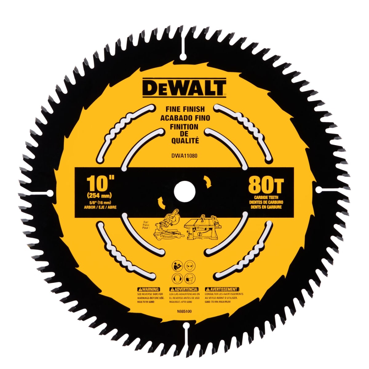 Disco de Sierra 10'' 80 Dientes Madera DWA11080 Dewalt2