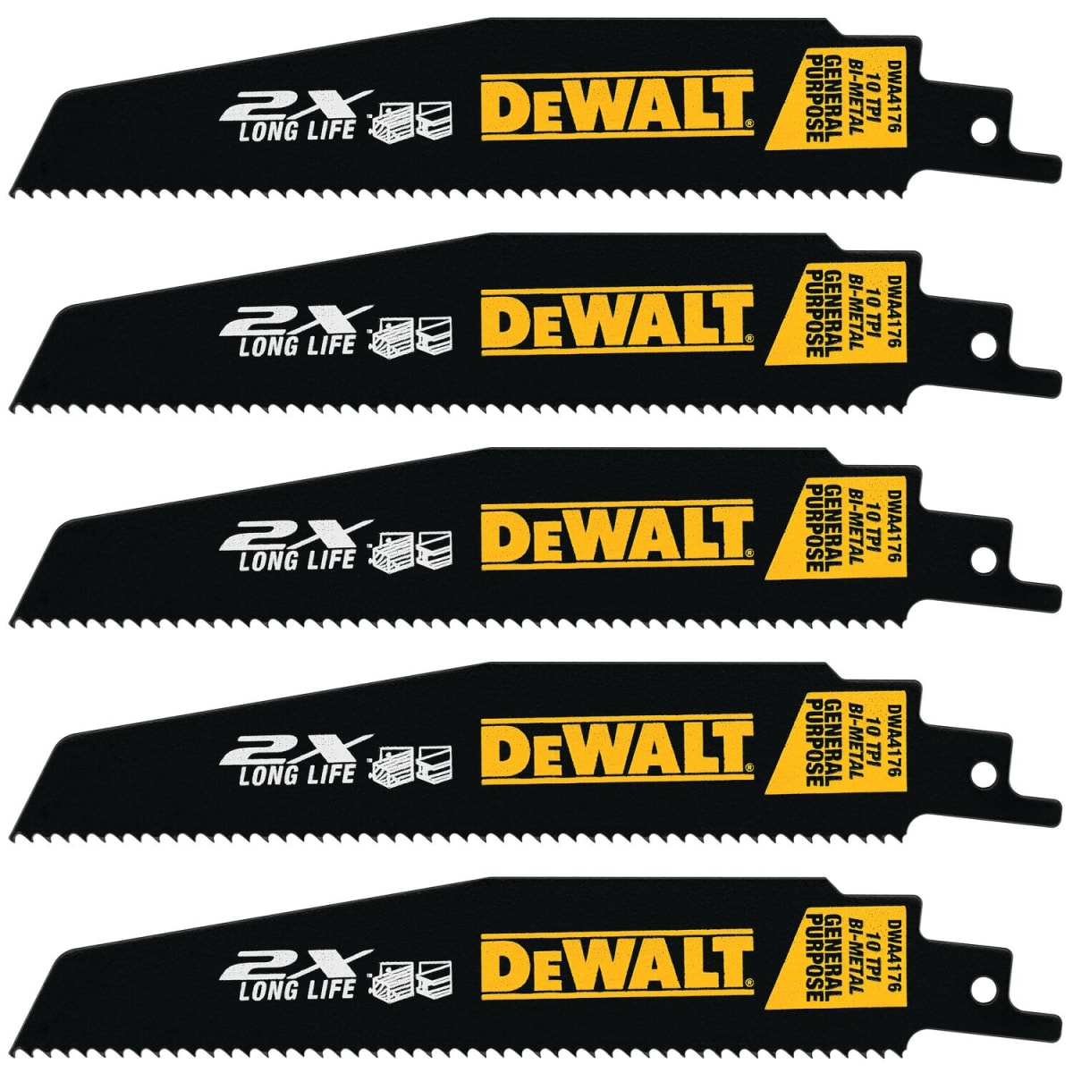 HOJA SIERRA SABLE 6plg DEMOLICION 10 TPI 5un DWA4176 DEWALT3