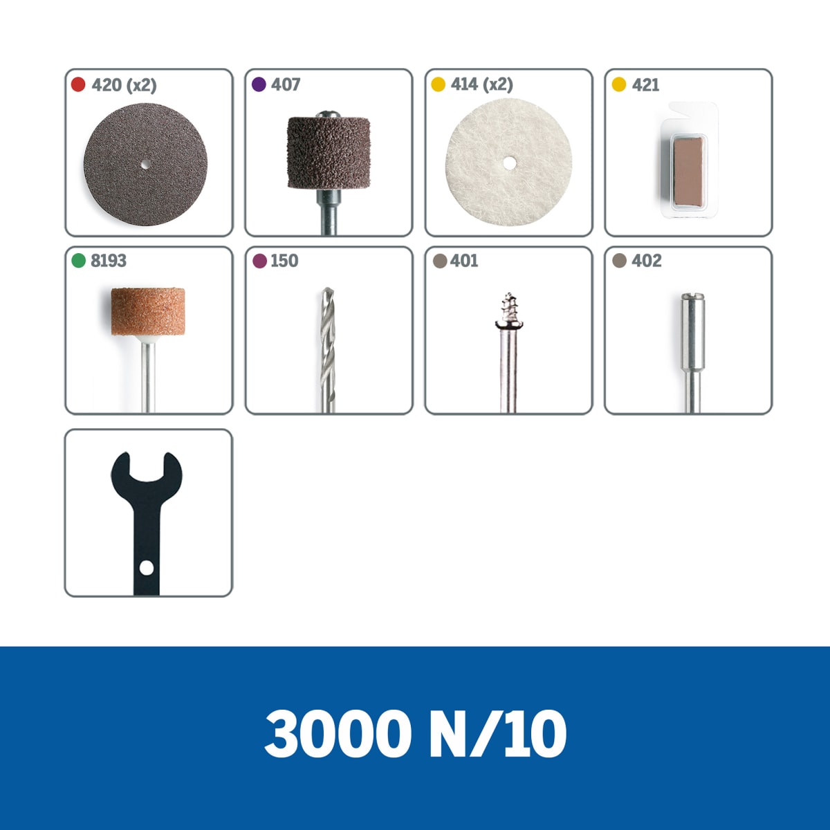Minitorno 3000 90W + Set de 10 Accesorios Dremel 3000-N/10 F013.300.0PC3