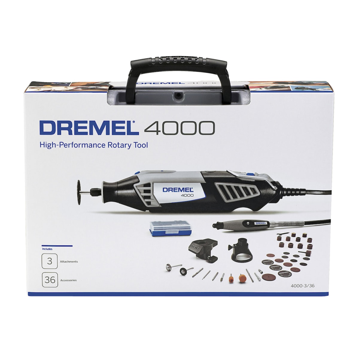 Minitorno Dremel 4000 + Kit 36 Accesorios + 3 Aditamentos F013.400.0NC2