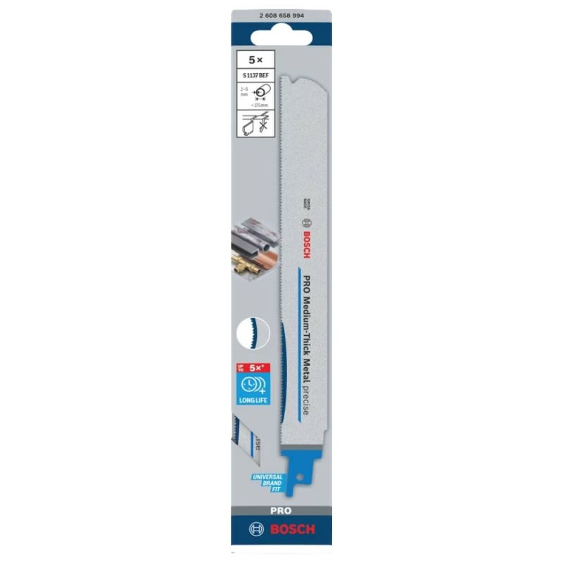 Hoja Sierra Sable S1137 para Metal Medio 5Pz Bosch 2608.658.9941