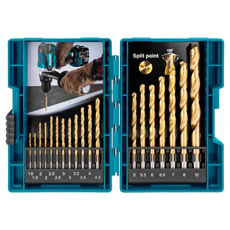 Juego de Brocas 18 Pzas para Metal HSS-TIN Makita D-704711