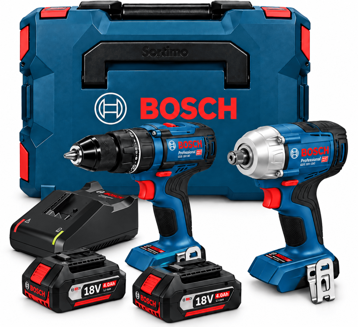 COMBO BOSCH GSB 18V-90 + GDS 18V-350 + KIT 18V + LboX1