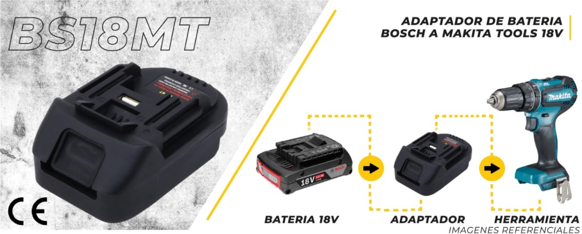 Adaptador de Batería Bosch 18V para Herramientas Makita 18V LXT - BS18MT2