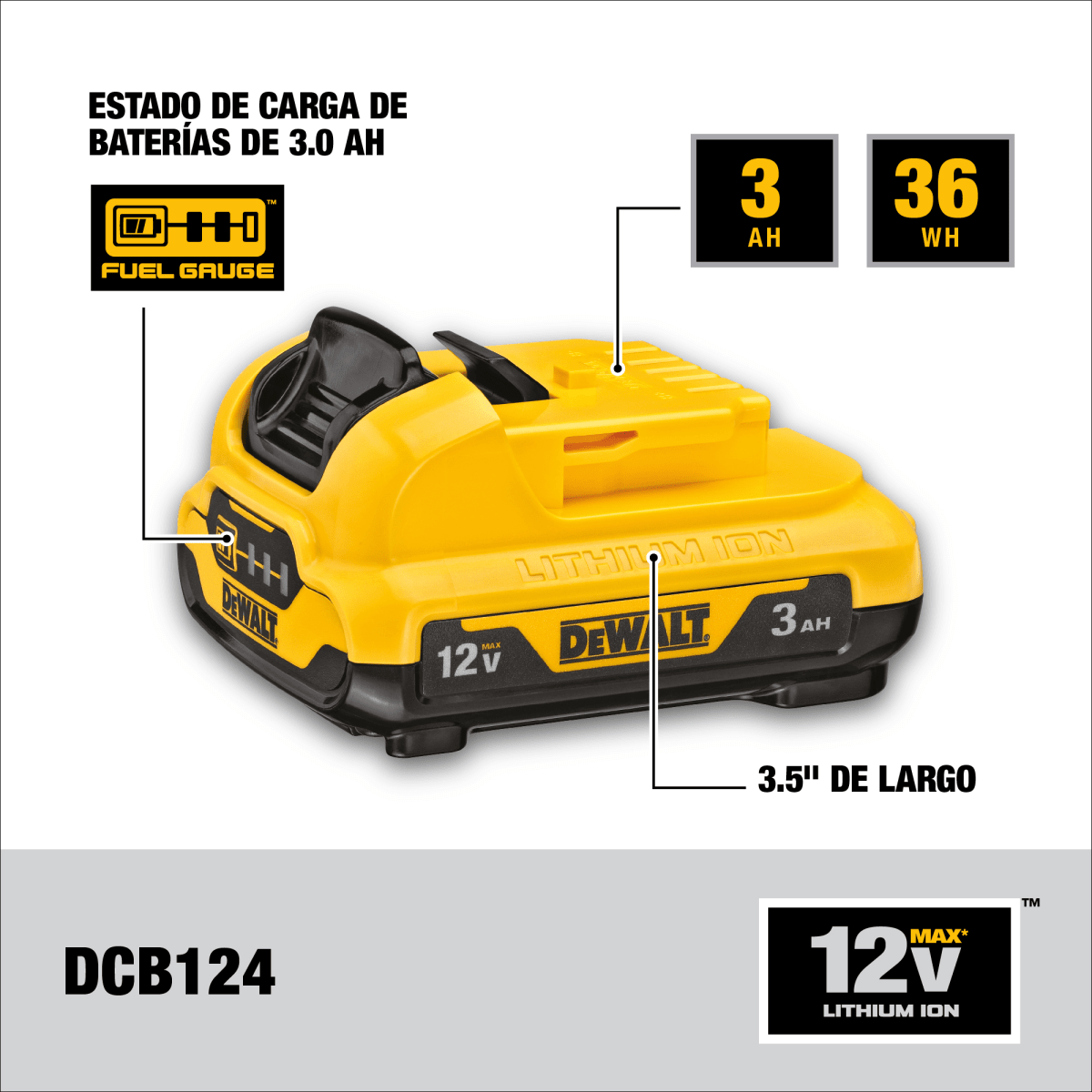 Set 2 Baterías ION-LI 12V Max 3.0 Ah Dewalt DCB124-27