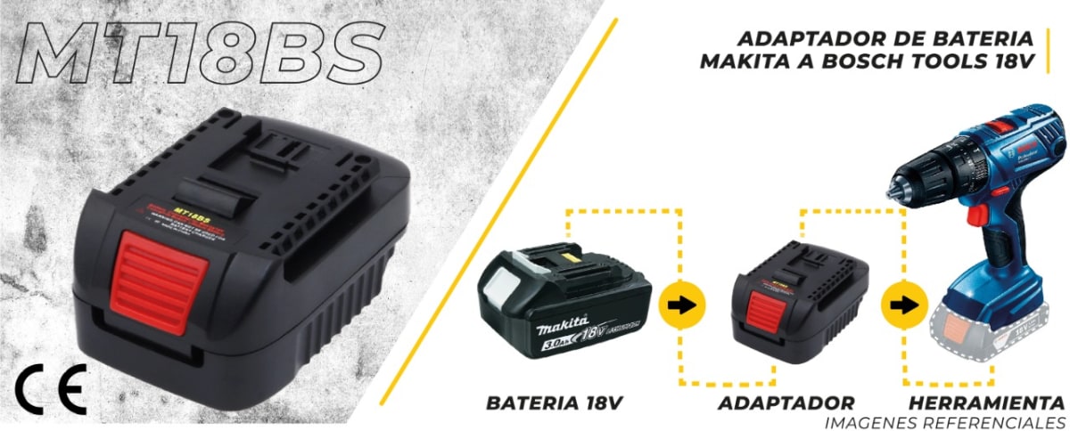 Adaptador de Batería Makita 18V LXT para Herramientas Bosch 18V - MT18BS2