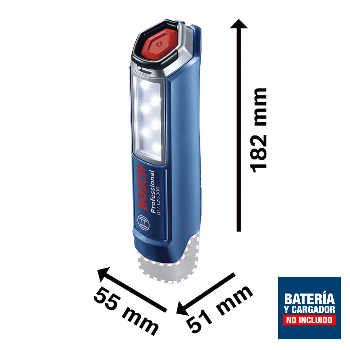 Linterna de trabajo Bosch 12V 300lm (Sin Batería) GLI12V-300 - 0601.4A1.0005