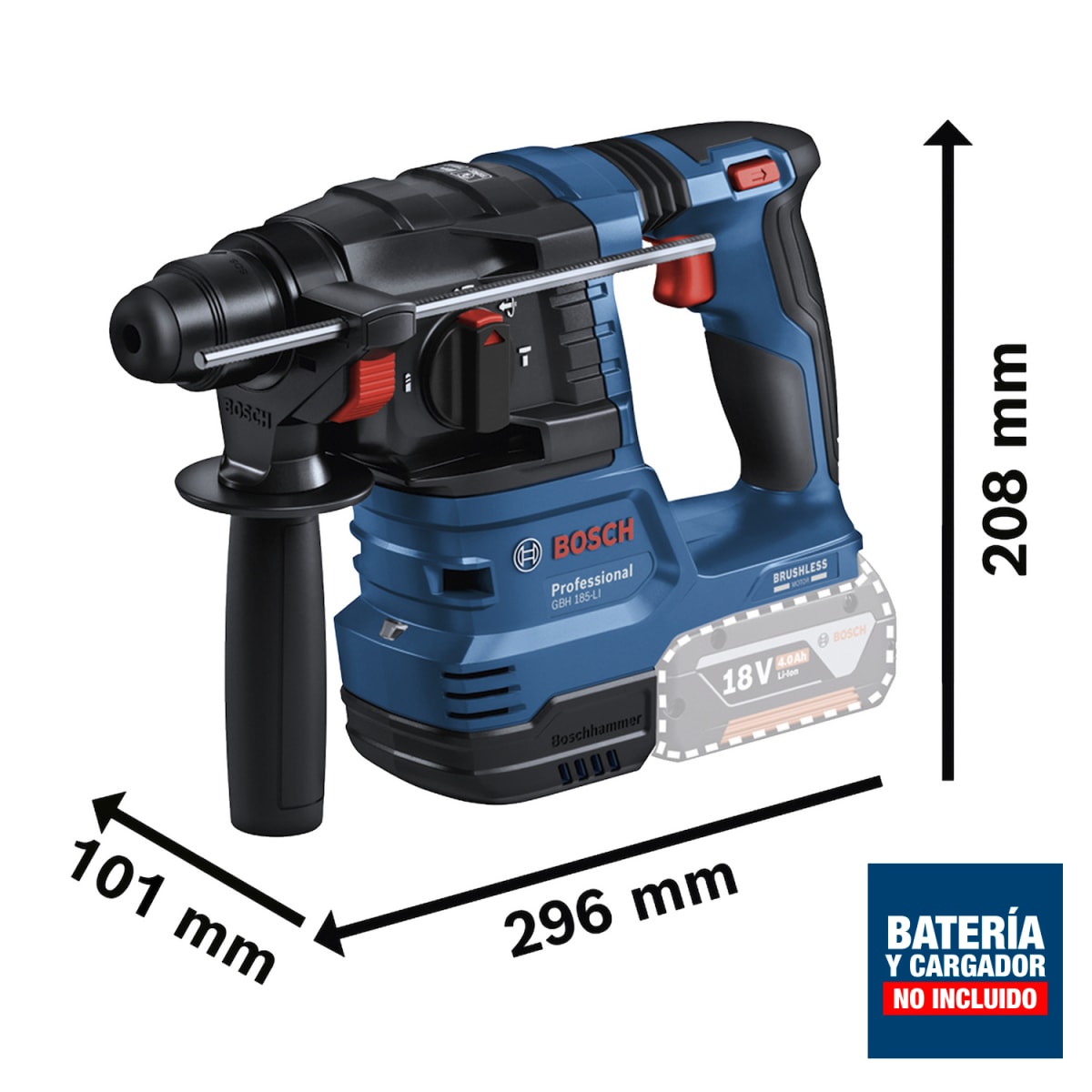 Rotomartillo Bosch SDS-Plus 18V Brushless (Sin Batería) GBH185-LI - 0611.924.0E05
