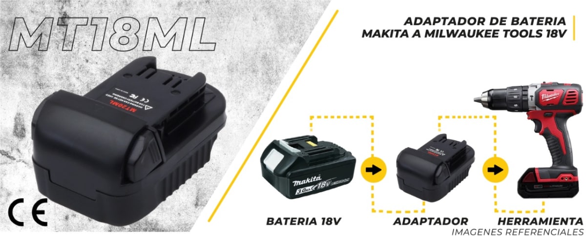 Adaptador de Batería Makita 18V LXT para Herramientas Milwaukee M18 - MT18ML2