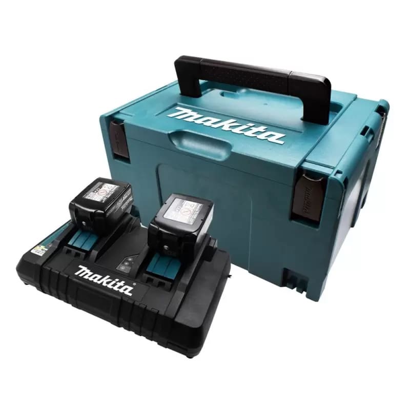 Set de 2 Baterías 18V LXT 5.0 Ah + Cargador Doble + MakPac Makita 197629-24