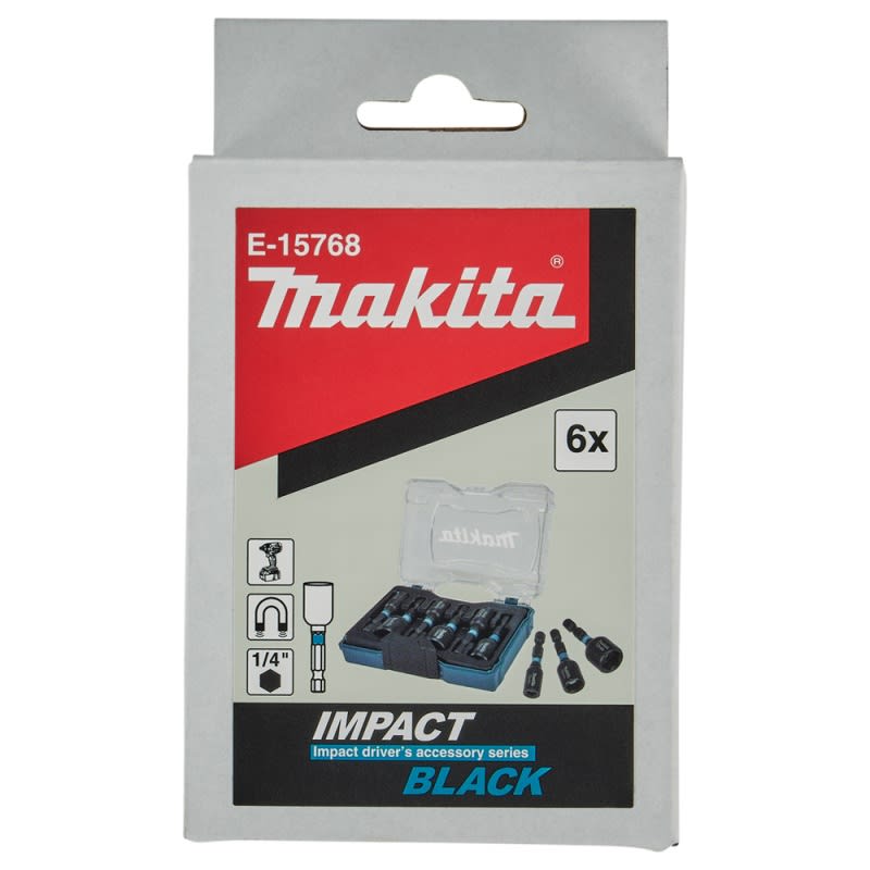 Set de 6 Dados Magnéticos Makita Impact Black 1/4