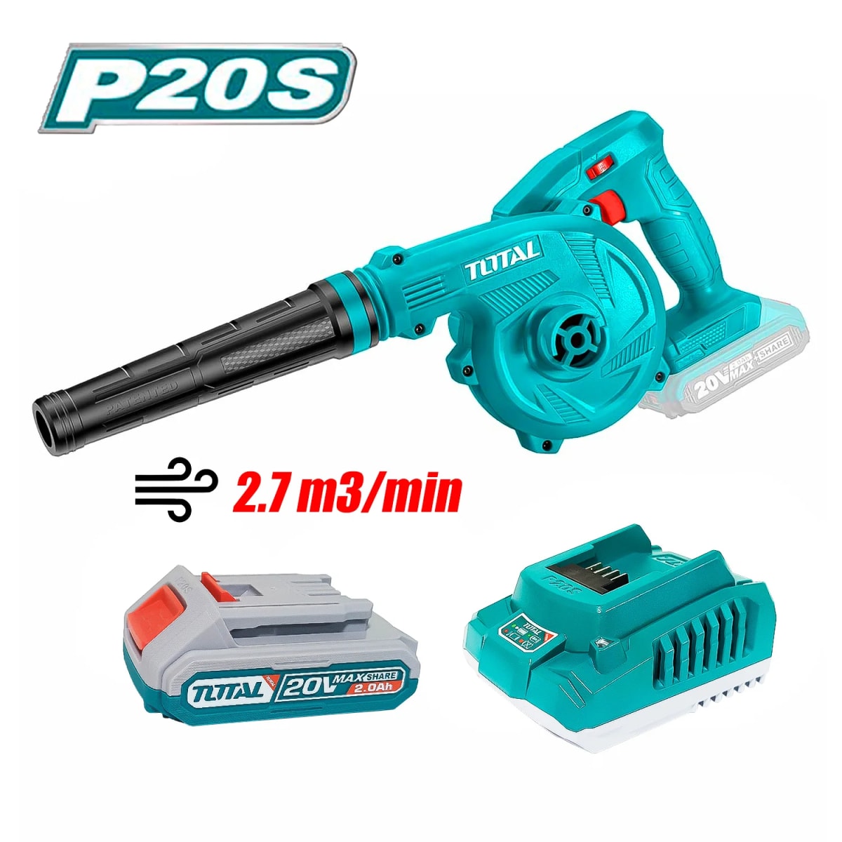 Sopladora de Aire Li-Ion 20V 2.7 M3 1Bat 2.0Ah Total TABLI2001811