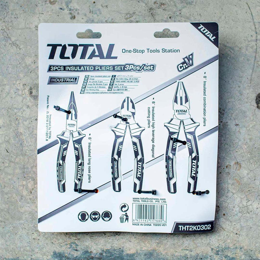 SET DE ALICATES 3 PIEZAS CR-V AISLADOS 1000V THT2K0302 TOTAL3