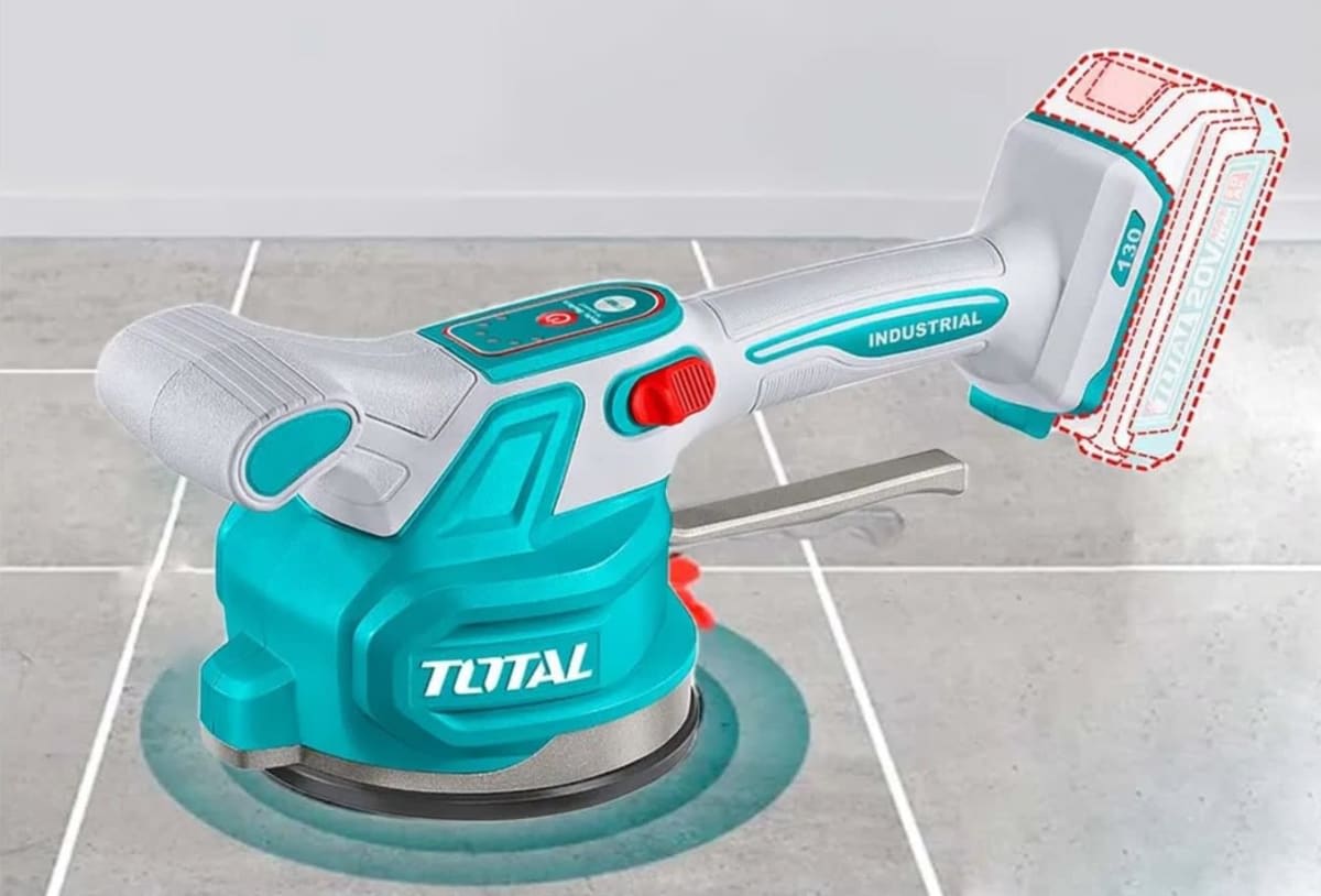 VIBRADOR BALDOSAS TOTAL 20V 60KG 10000RPM + BAT. 2.0AH + CARGADOR + ACCS. INDUSTRIALES - TTVLI200184