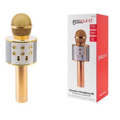 MICROFONO KARAOKE TWS MC607 DORADO1