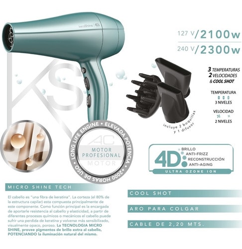 SECADOR DE PELO GAMA CERAMIC KERA SHINE | Foto Stereo Pro
