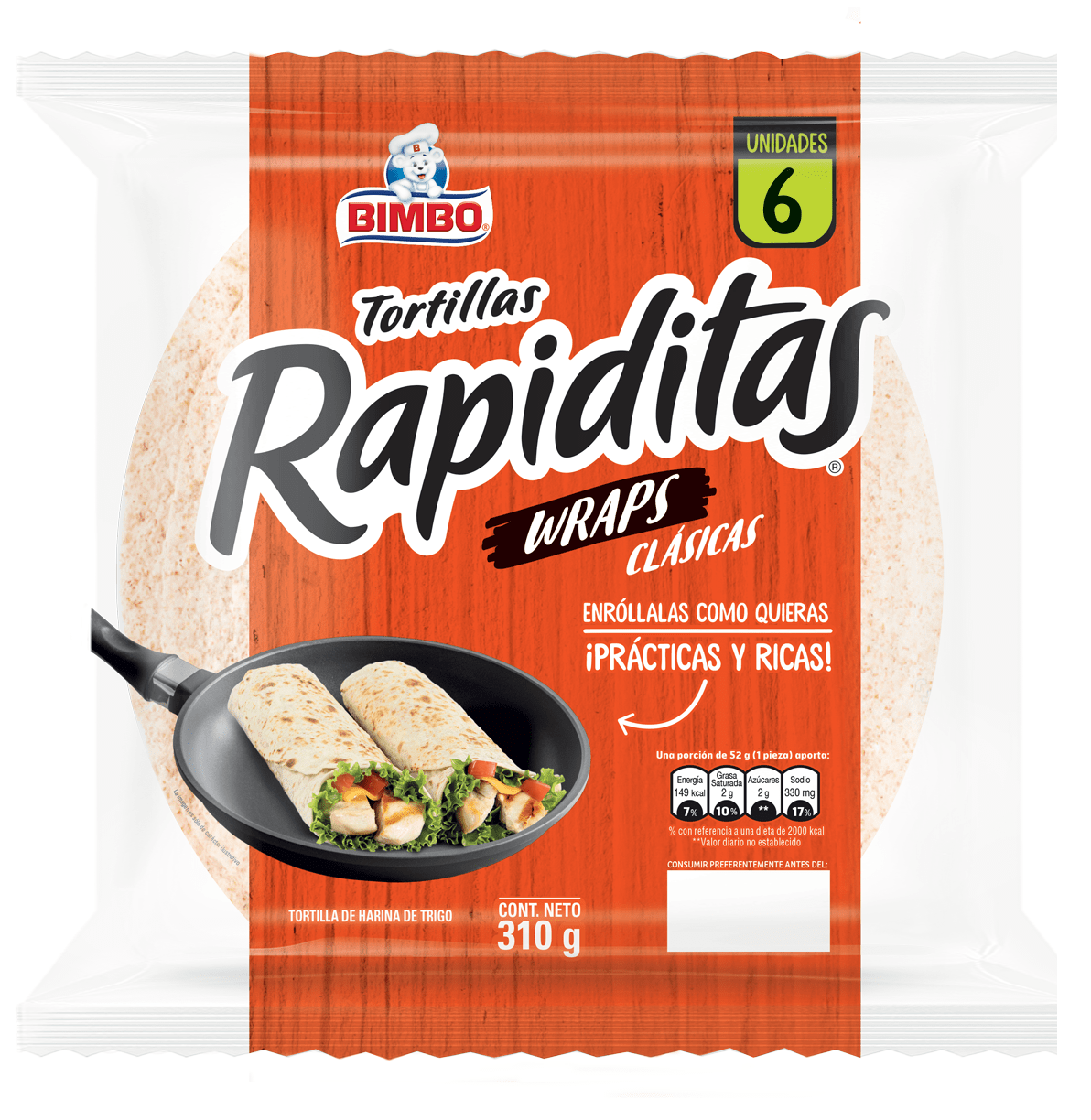 Tortillas Wraps Rapiditas Bimbo Envase 6 Unidades Eco Ahorro
