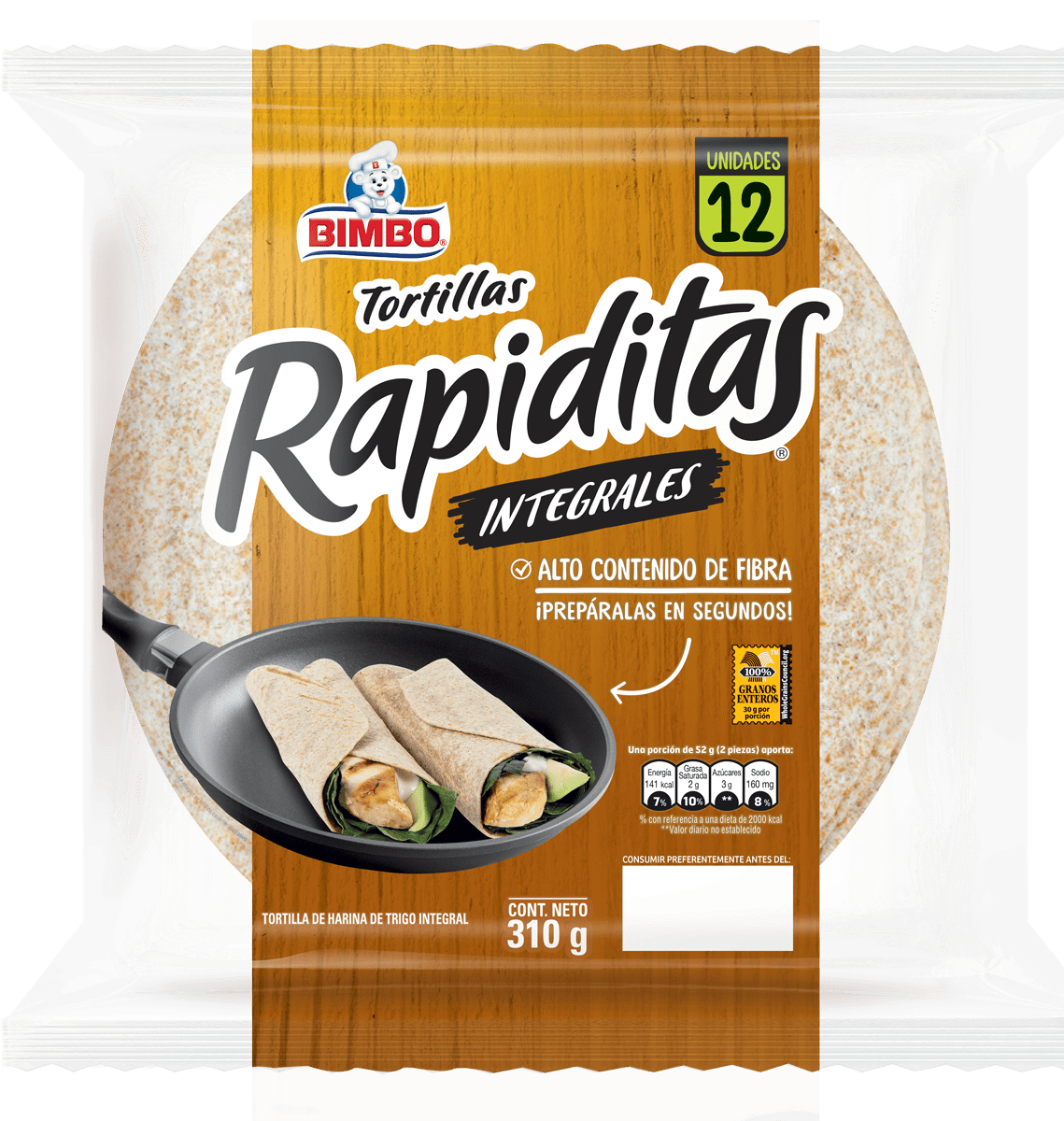 Tortillas Integrales Rapiditas Bimbo Envase 310g Eco Ahorro