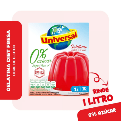 Universal Gelatina 0% Azúcar Sabor Fresa Caja 19gr1