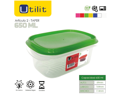 Utilit Taper Transp. 650ml + Tapa