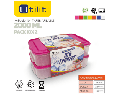 Utilit Taper Transp. Apilable 2lt + Tapa Set 2und1