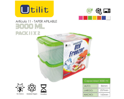 Utilit Taper Transp. Apilable 3lt + Tapa Set 2und1