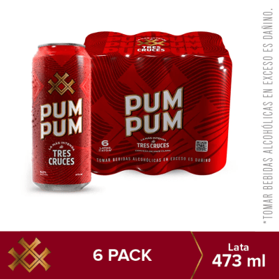 Tres Cruces Cerveza Pum Pum Lata 473ml Pack 6und1