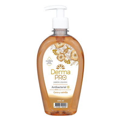 Derma Pro Jabón Líquido Antibacterial Coco y Vainilla Frasco 400ml