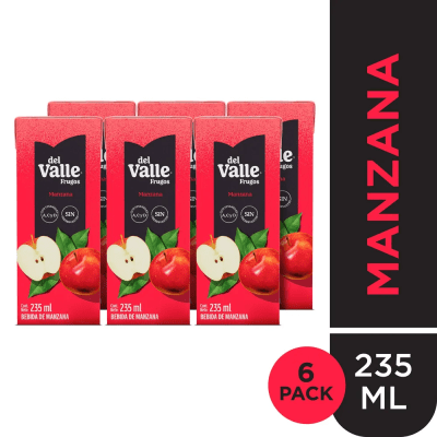 Del Valle Frugos Bebida de Manzana Caja 235ml Pack 6und1