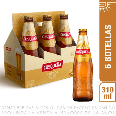 Cusqueña Cerveza Dorada Botella 310ml Pack 6und