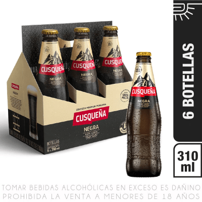Cusqueña Cerveza Negra Botella 310ml Pack 6und1