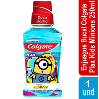 Colgate Enjuague Bucal Plax Kids Sabor Blue Tutti Frutti Botella 250ml