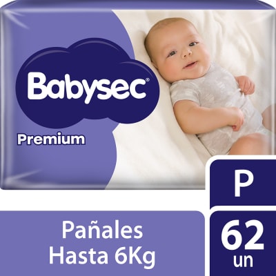 Babysec Pañal Premium Talla P Bolsa 62und