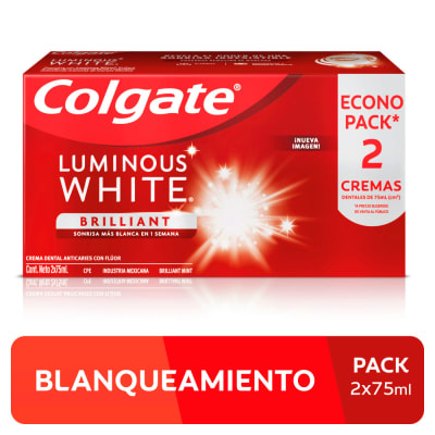 Colgate Crema Dental Luminous White Brillant 75ml Pack 2und1