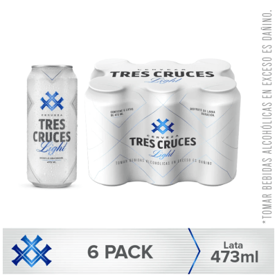 Tres Cruces Cerveza Light Lata 473ml Pack 6und1