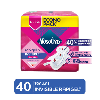 Nosotras Toallas Higiénicas Invisible Rapigel Bolsa 40und1