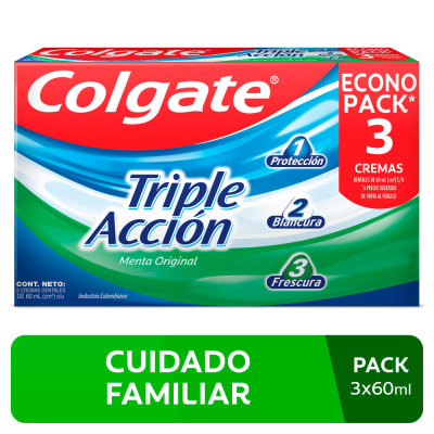 Colgate Crema Dental Triple Acción 60ml Pack 3und