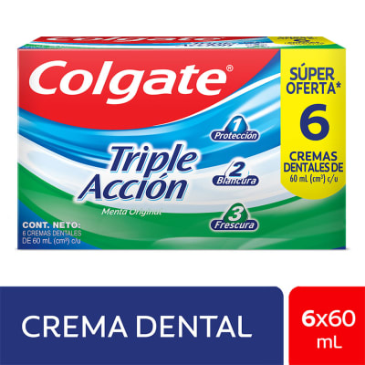 Colgate Crema Dental Triple Acción 60ml Pack 6und