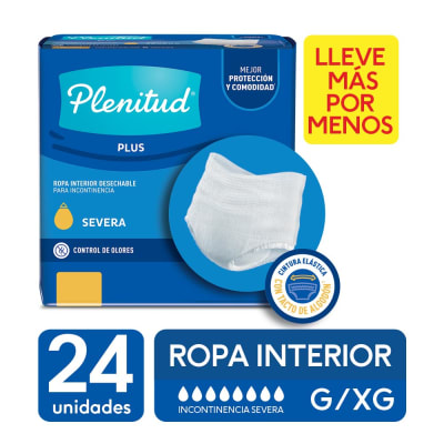 Plenitud Protect Plus Ropa Interior Desechable Talla G/XG Bolsa 24und