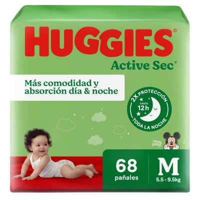 Huggies Pañal Active Sec Talla M Bolsa 68und1