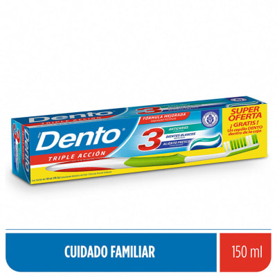 Dento Crema Dental Triple Acción 150ml + Dento Cepillo Gratis