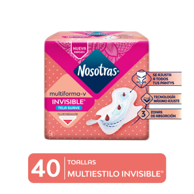 Nosotras Toalla Higiénica Multiestilo Invisible Bolsa 40und