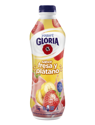 Gloria Yogurt Sabor Fresa y Platano Botella 1kg