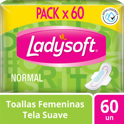 Ladysoft Toallas Higiénicas Normal Tela Suave Bolsa 60und1